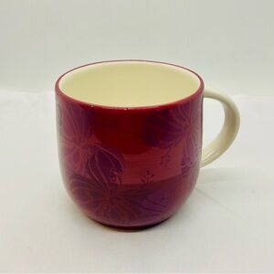 Starbucks Retired 2011 Hand Painted Purple Hibiscus Flower Burgundy Coffee Mug